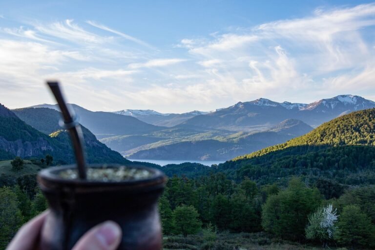 mountains, lake, yerba mate, breakfast, morning, sunrise, argentina, patagonia, nature, landscape, yerba mate, yerba mate, yerba mate, yerba mate, yerba mate